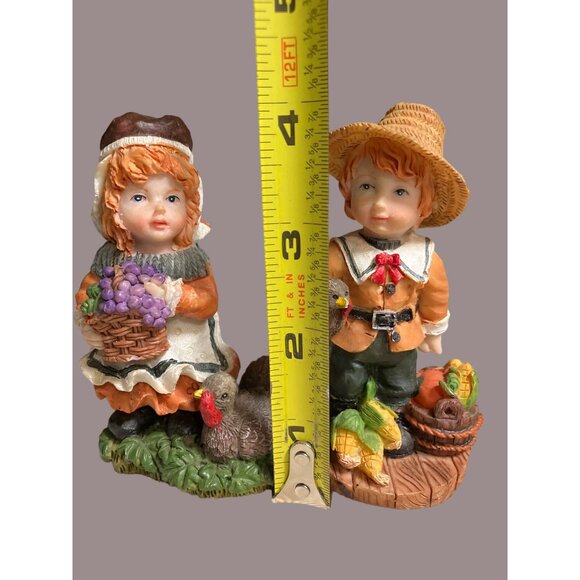 Thanksgiving Pilgrim Boy & Girl Figurines Set - Harvest Decor By Ks Collection - Picture 10 of 13